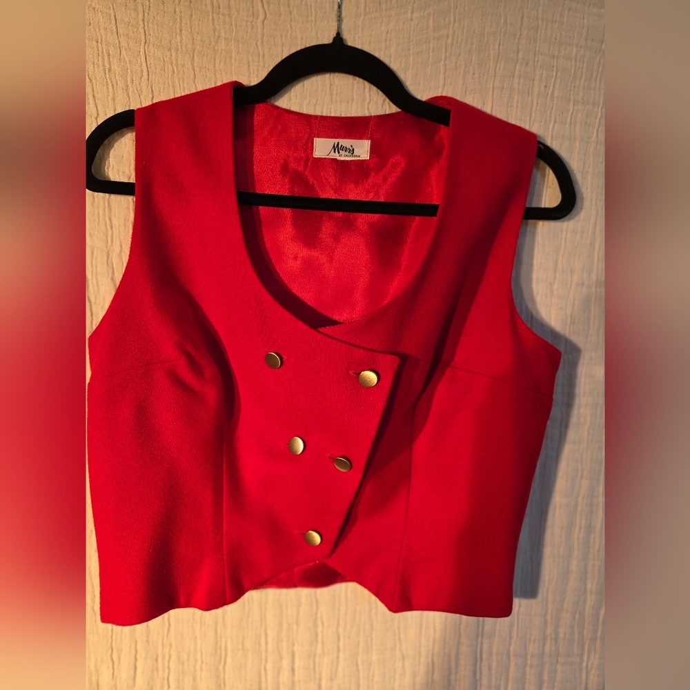 Murr's Of California Red Lined Vintage Cropped Vest
